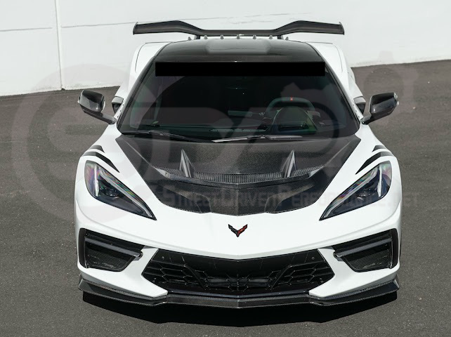 2020-PRESENT CHEVROLET CORVETTE C8 | ZR1 REPLICA STYLE DOUBLE SIDED CARBON FIBER FRONT VENTED HOOD